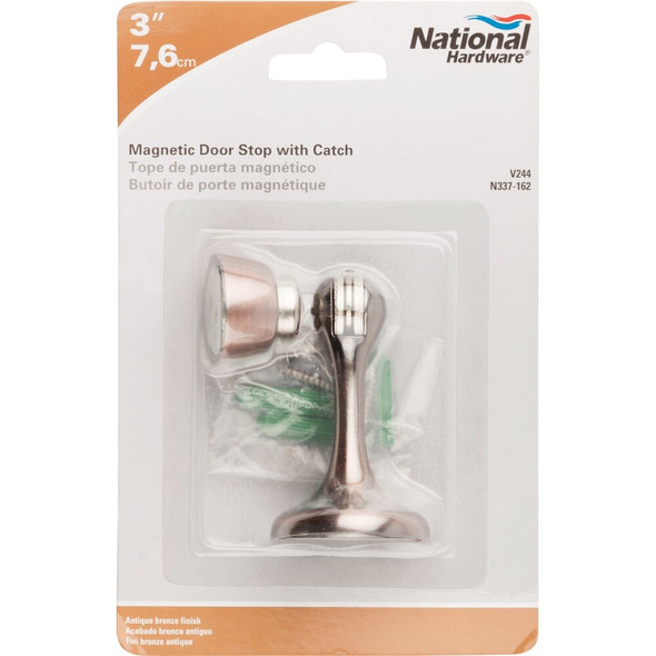 National Hardware Antique Bronze Magnetic Rigid Door Stop with Catch N337-162 259134
