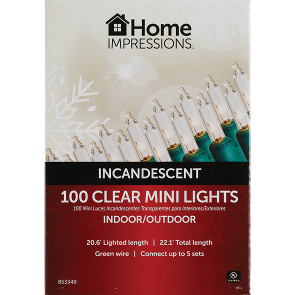 Home Impressions Clear 100-Bulb Mini Incandescent String Light Set with Green Wire