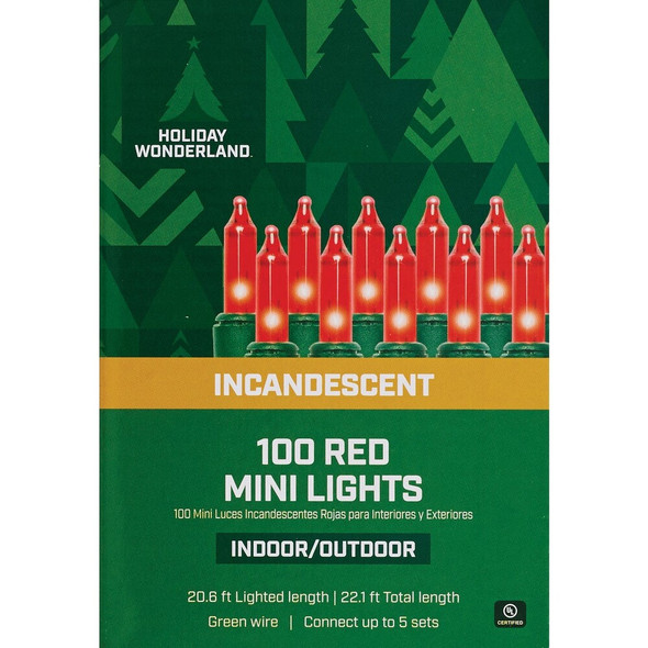 Home Impressions Red 100-Bulb Mini Incandescent String Light Set with Green Wire KT-I100-10 864059