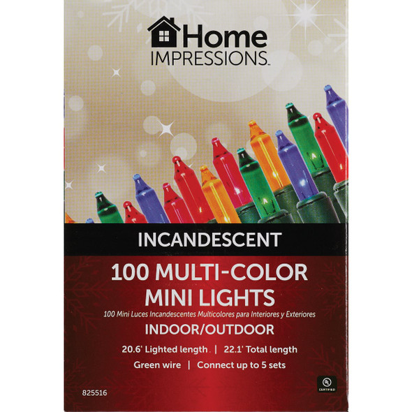 Home Impressions Multi 100-Bulb Mini Incandescent String Light Set with Green Wire
