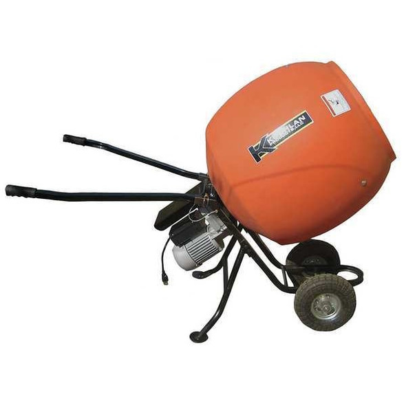 6 cu ft Wheelbarrow Concrete Mixer, Polyethylene Drum, 115V, 3/4 HP, Telescoping Handle
