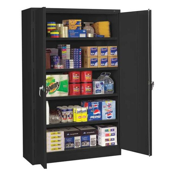 Stationary Storage Cabinet, 20 Gauge Steel, 78 in H x 48 in W x 24 in D, Black