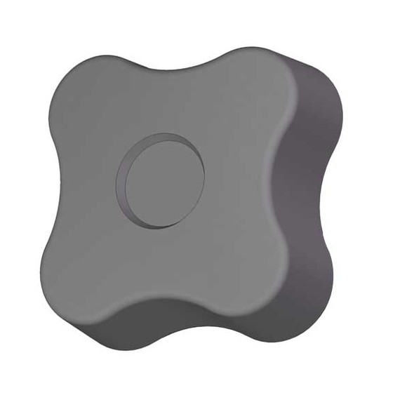 Soft Touch Four Lobe Knob, 5/16-18 Thread Size, 0.875"L, Steel