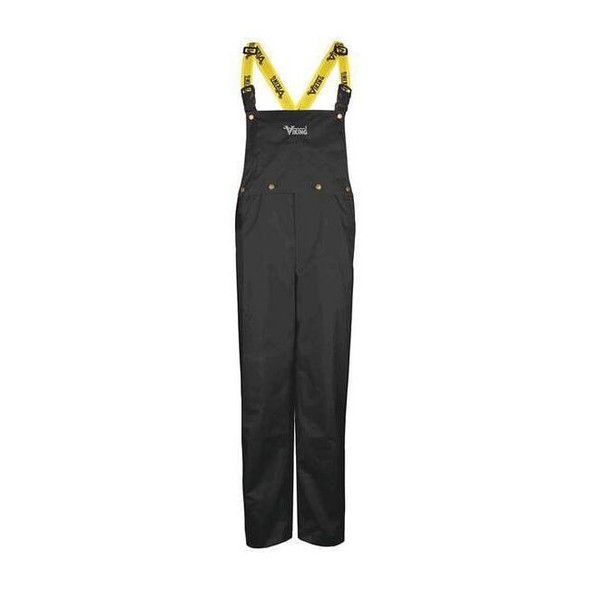 Rain Bib Pants, 100% Nylon, 33 1/2 in Inseam, 45 in Waist, Black, 3XL