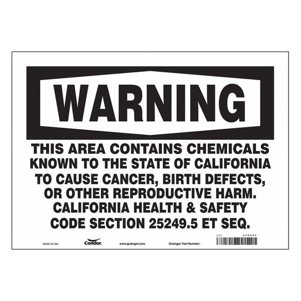 Condor Safety Sign, 10 in Height, 14 in Width, Rectangle 475V27