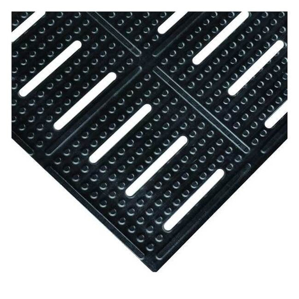 Antifatigue Mat, Nitrile Rubber, Slotted, 2 ft W x 3 ft L, Black