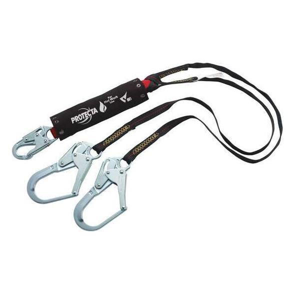 PRO(TM) Pack Shock Absorbing Lanyard, 6 ft. Length, Snap Hook, Steel, 2 Leg(s)
