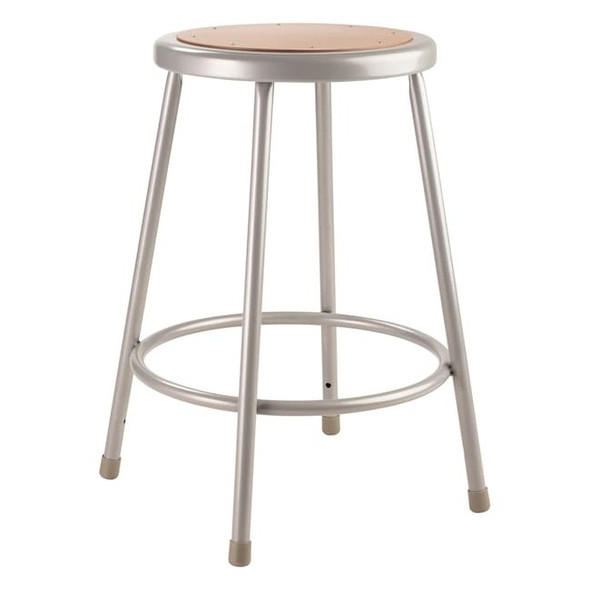 National Public Seating Round Stool, Height Range 24", Masonite Board Gray 6224