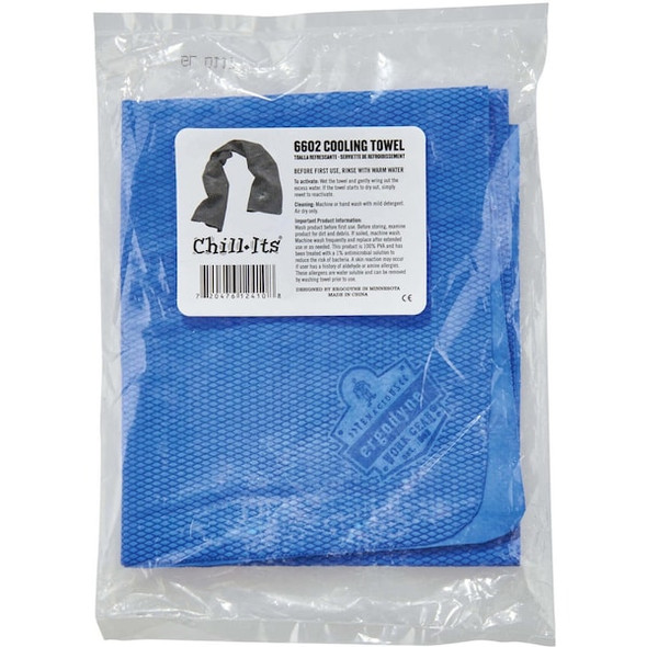 Evaporative Cooling Towels, PVA, Up To 4 Hours of Cooling, 29.5 in L x 13 in W, Blue, 50PK