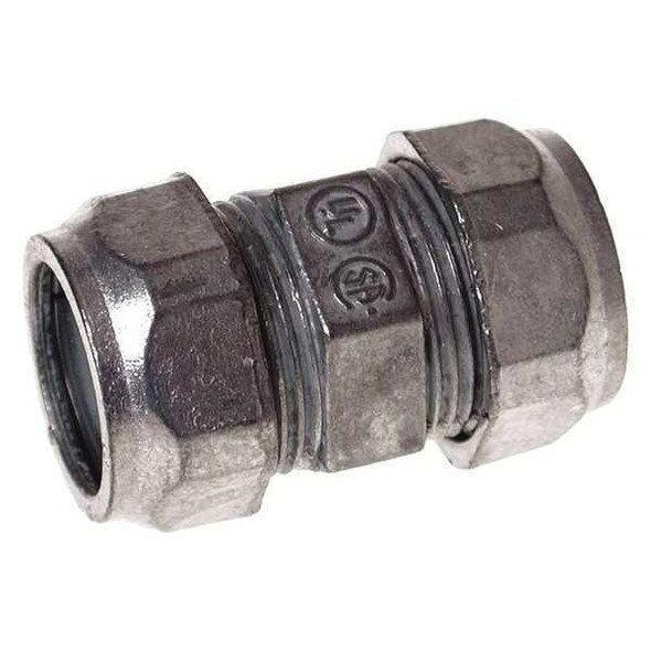 Raco EMT Coupling, 3/4 in, Compression, Zinc Alloy, Zinc Plated, Gray 2823