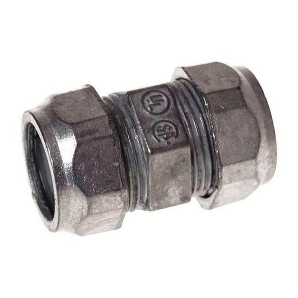 Raco EMT Coupling, 3/4 in, Compression, Zinc Alloy, Zinc Plated, Gray 2823