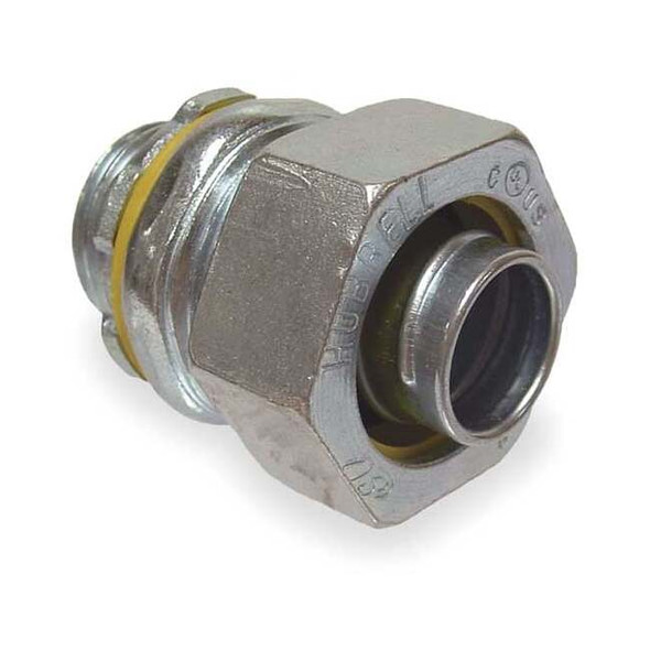 Conduit Fitting Connector, 3 in, Liquid-Tight, Steel, Electro Zinc Plated, Gray
