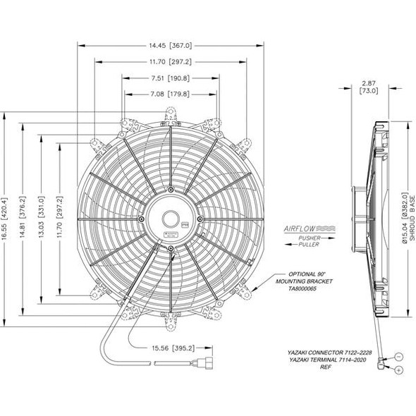 Maradyne Cooling Fan,14 Inch,12 VDC,1555 CFM M146K