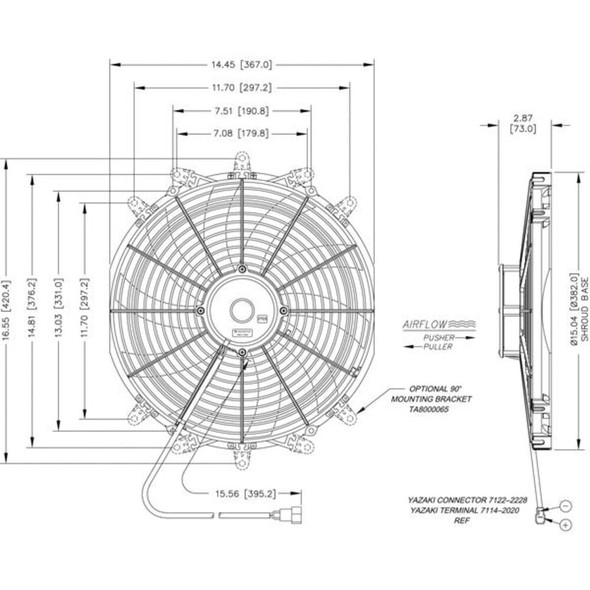 Maradyne Cooling Fan,14 Inch,12 VDC,1555 CFM M146K