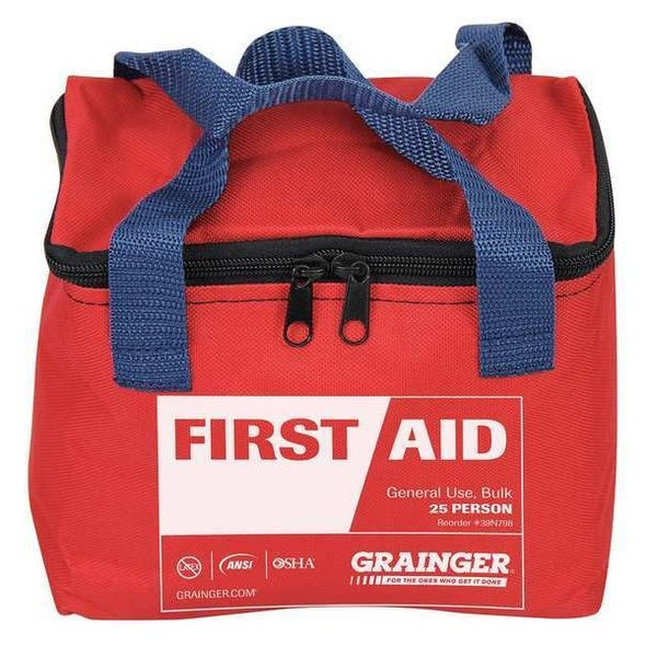 Manufacturer Varies First Aid Kit and Housing, Fabric 32 Components, 25 People Served 54555