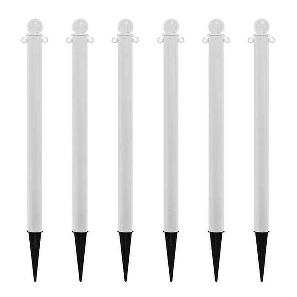 Manufacturer Varies Ground Post, White, 35inH, Polyethylene, PK6 95401-6