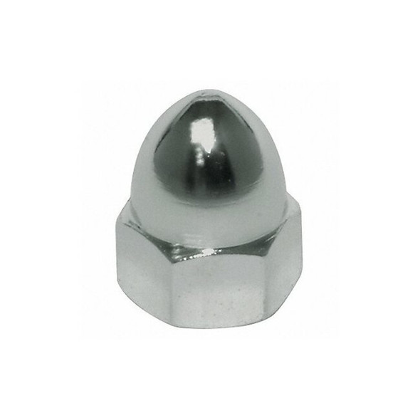 High Crown Cap Nut, #8-32, Steel, Plain, 27/64 in H, 10 PK