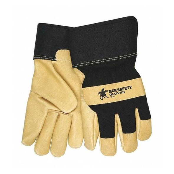 Cold Protection Gloves, Grain Pigskin Leather Palm, Safety Cuff, Beige, 12 PK