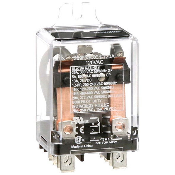 Flange Mount, Enclosed Power Relay, Octal, 25 A, 8, Quick Connect