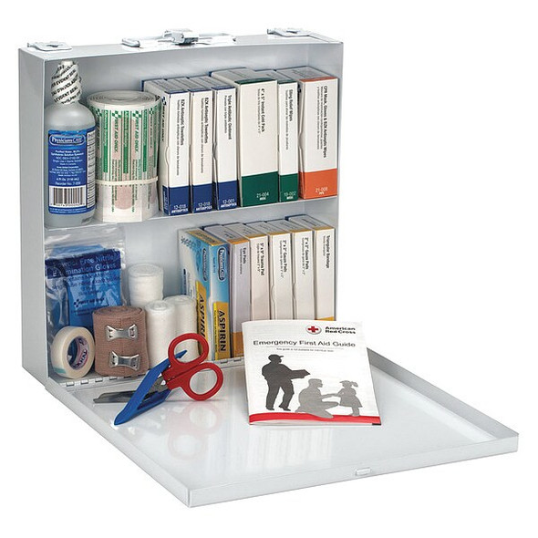 First Aid Kit and Housing, Metal 195 Components, 50 People Served