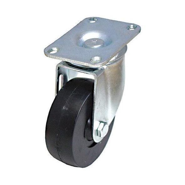 NSF-Listed Plate Caster,325 lb. Ld Rating,Bk Wheel