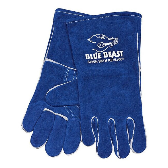 Blue Beast Welding Gloves, Gauntlet Cuff, Wing Thumb, Premium Cowhide, XL, 1 PR