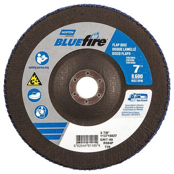 Norton Abrasives Flap Disc,7 In x 60 Grit,7/8 66254461185