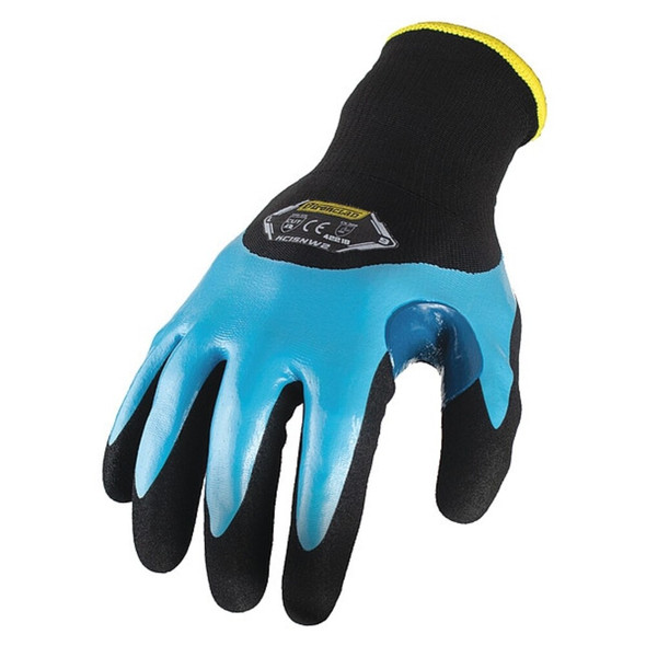 Coated Gloves, Nitrile-Nylon Palm, Acrylic Lining, Black-Blue, S ( 7 )  KC1SNW2-02-S