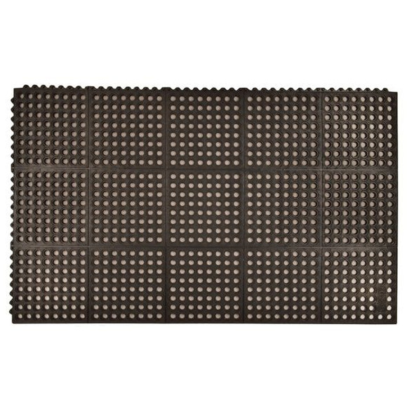 Notrax Interlocking Drainage Mat Tile, Natural Rubber, 3 ft W x 5 ft L, 3/4 in Thick 550S0035BL