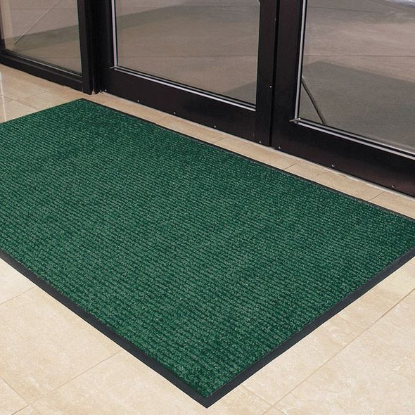 Entrance Mat, Indoor, Polypropylene, Ribbed Surface, Vinyl Back, 3/8 in Thick, 3 ft x 5 ft, Blue