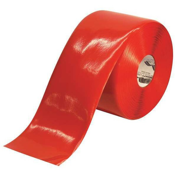 Mighty Line Floor Marking Tape, Rubber, Solid, Red, 6 in W. 6RR
