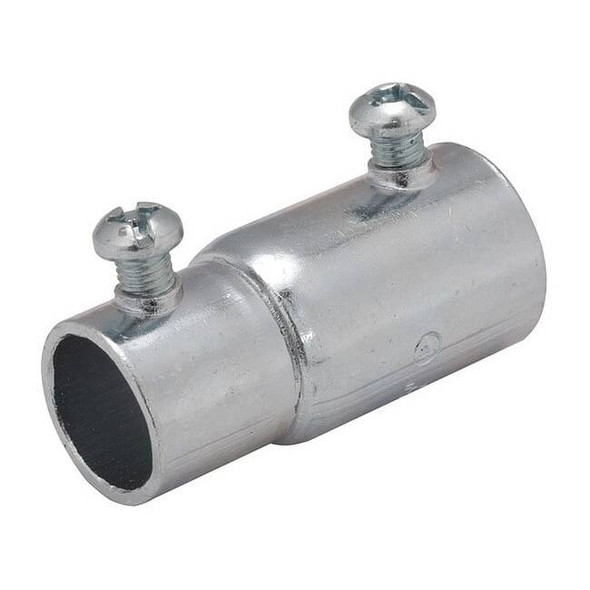 Raco EMT/IMC Coupling, 3/4 in, Set Screw, Steel, Zinc Plated, Gray 1433