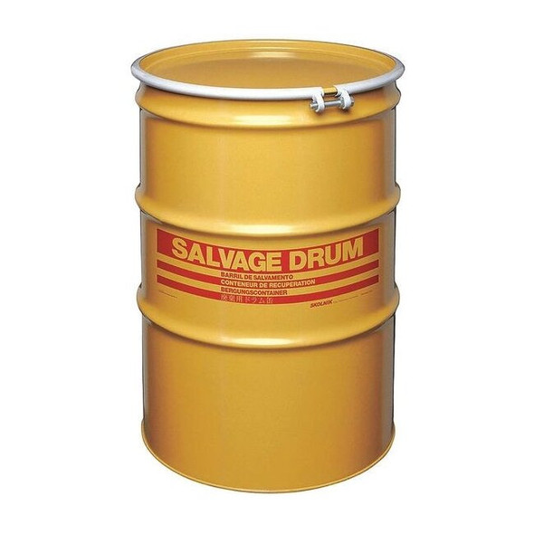Manufacturer Varies Open Head Salvage Drum, Steel, 85 gal, Lined, Yellow HM8518L