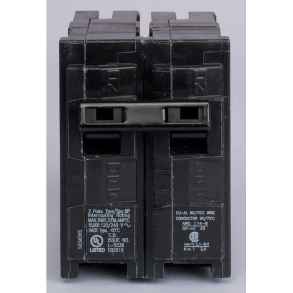 Miniature Circuit Breaker, Q Series, 80A, 2 Pole, 120-240V AC, 10kA at 120V AC  Q280