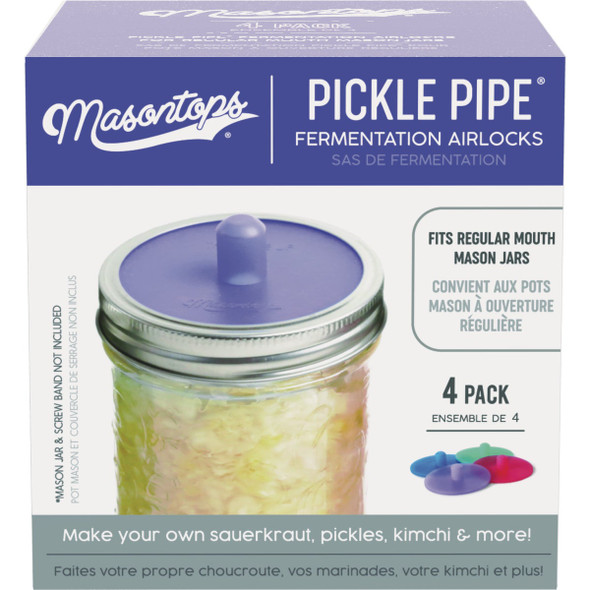 Masontops Regular Mouth Pickle Pipe Silicone Fermentation Airlocks (4-Pack)