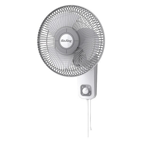 Air King Wall Mount Fan, 12 in Oscillating, 3 Speeds, 120VAC, White 9012