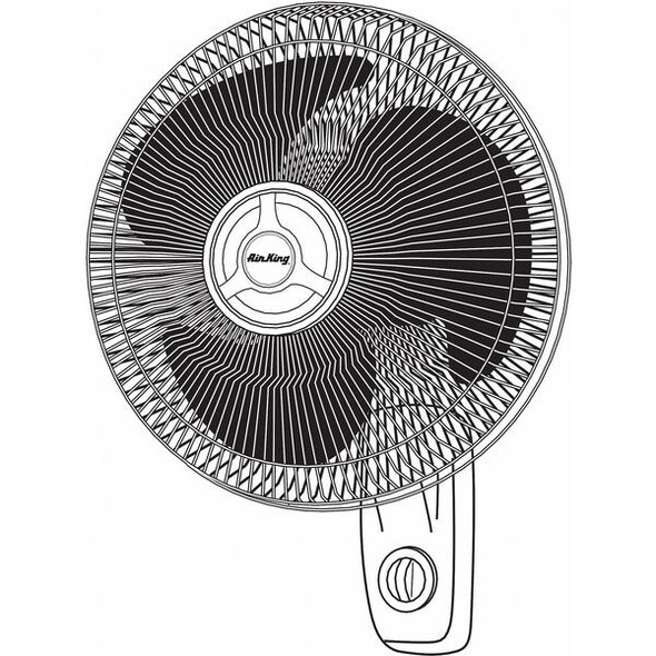 Air King Wall Mount Fan, 12 in Oscillating, 3 Speeds, 120VAC, White 9012
