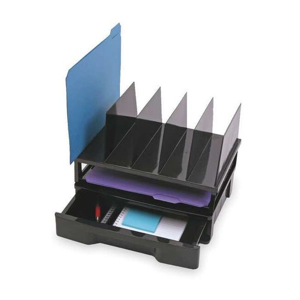Drawer with Letter Tray, Black, Plastic, 14 in W, 9 in L, 12 3/4 in H, 10.3" D