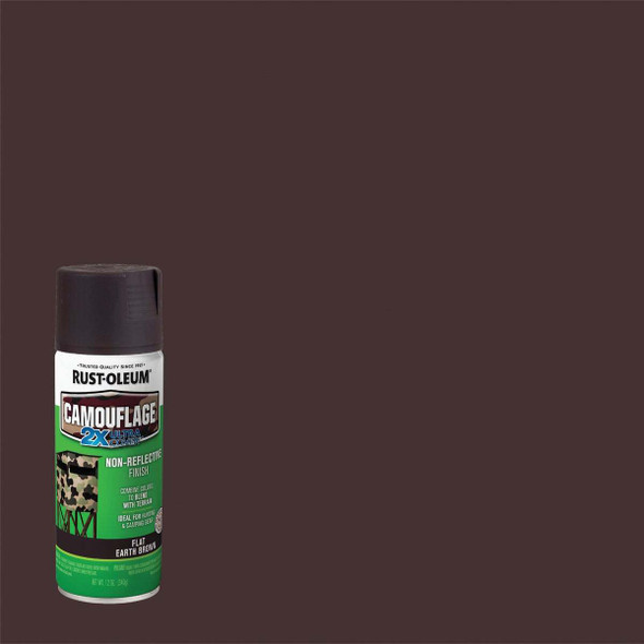 Rust-Oleum Camouflage 2X Ultra Cover 12 Oz. Flat Spray Paint, Earth Brown 279178