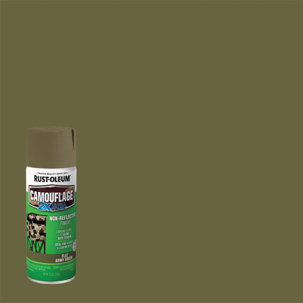 Rust-Oleum Camouflage 2X Ultra Cover 12 Oz. Flat Spray Paint, Army Green 279176