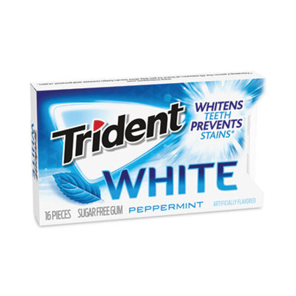 Trident® Sugar-Free Gum, White Peppermint,16 Pieces/Pack, 9 Packs/Carton 67608