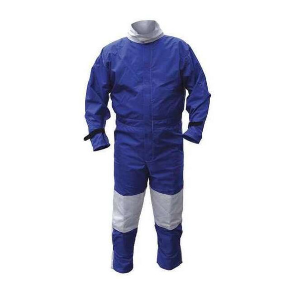 Abrasive Blast Suit, Cotton, Nylon, 3 lb Fabric Weight, 32 in Inseam, Blue, XL