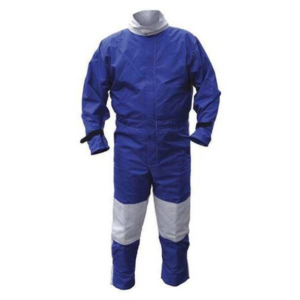 Abrasive Blast Suit, Cotton, Nylon, 4 lb Fabric Weight, 32 in Inseam, Blue, 2XL