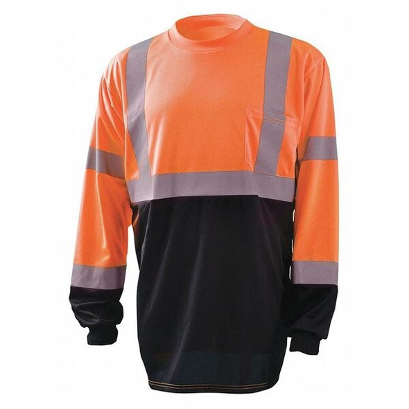 Unisex Long Sleeve T-Shirt, Polyester, Pullover, Black; Orange, 3XL
