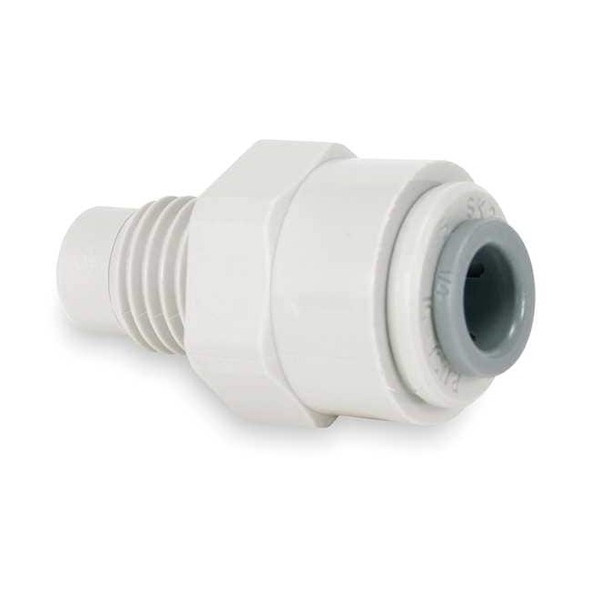 Push-Fit Adapter Fitting, 3/8 in Tube Size, Acetal, Gray, 10 PK