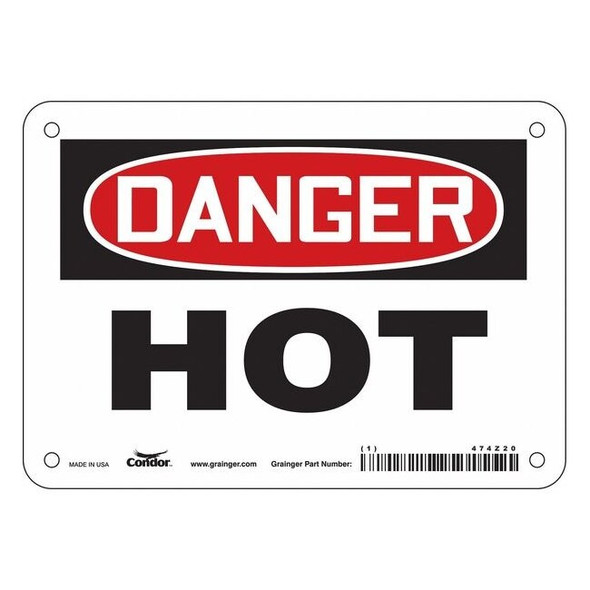 Danger Sign, 5 in H, 7 in W, Vinyl, Horizontal Rectangle, English, 474Z20