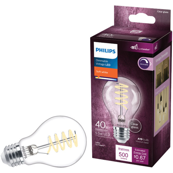 Philips EyeComfort 40W Equivalent Soft White A19 Medium LED Light Bulb 565788