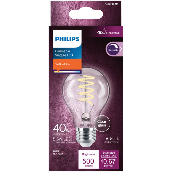 Philips EyeComfort 40W Equivalent Soft White A19 Medium LED Light Bulb 565788 528793