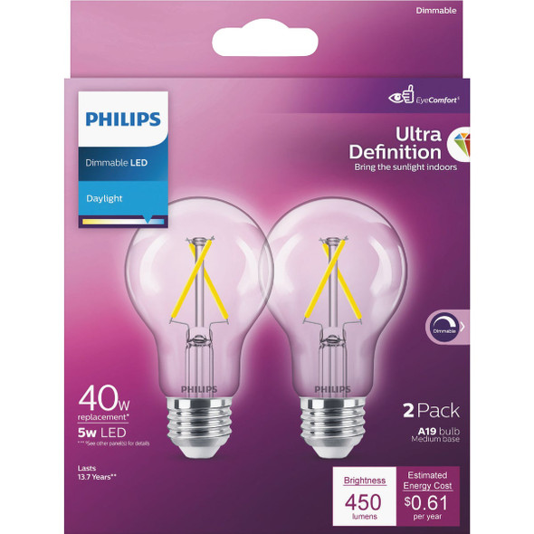 Philips 2pk 40w Clr A19 Led Bulb 573469 559017