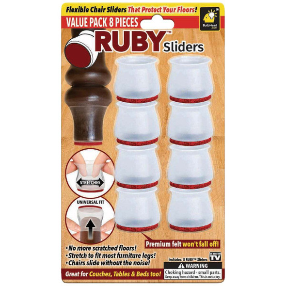 Ruby Sliders Silicone With Felt Bottom Furniture Slider (8-Count) 15503-12